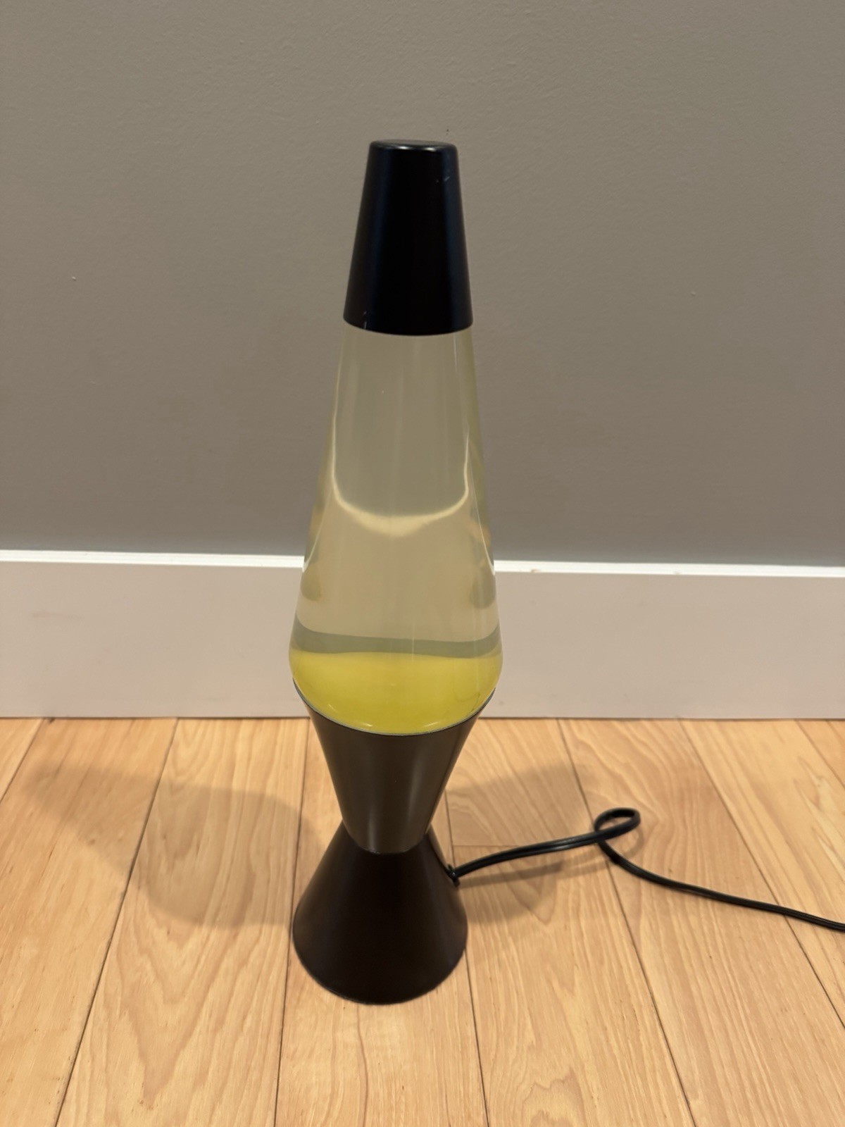 Vintage Lava Lamp Black Base Top Yellow Wax Clear Liquid Y2K Era 16” Tall