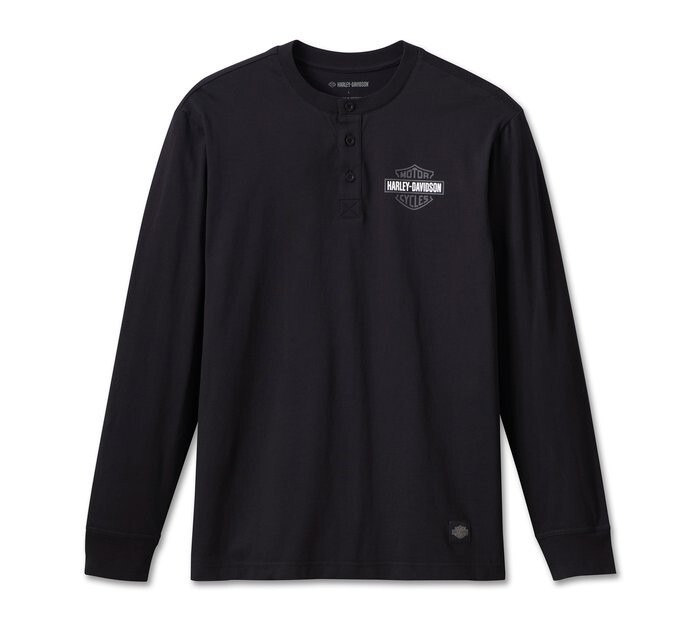 Harley Davidson Men's Racing Henley - Black Beauty Large 96599-23VM