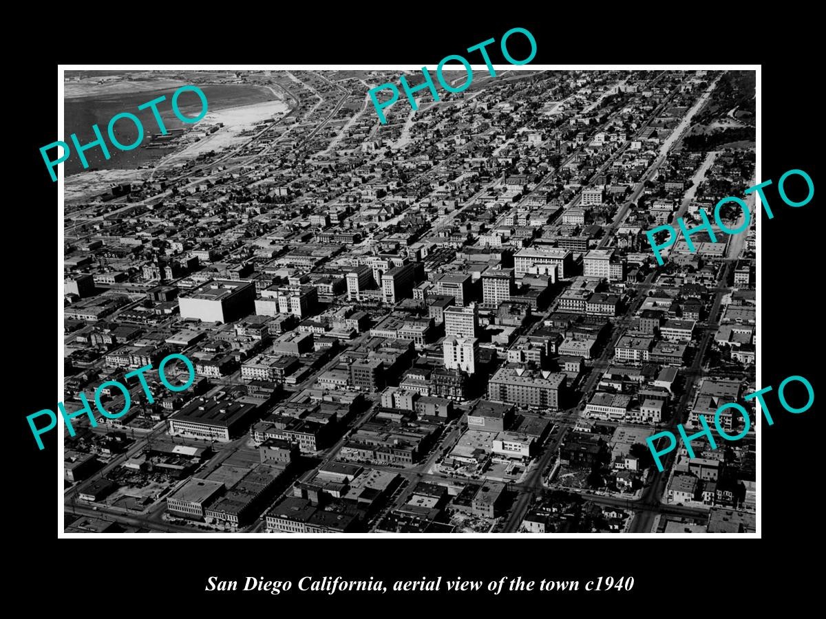 San Diego California Aerial View Of The Town c1940 Old Large Historic Photo San Diego California Aerial View Of The Town c1940 Old Large Historic Photo