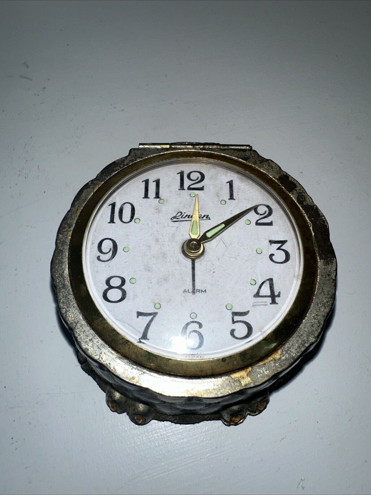 Linden Travel Alarm Clock Vintage Winds Up Gold And Silver.