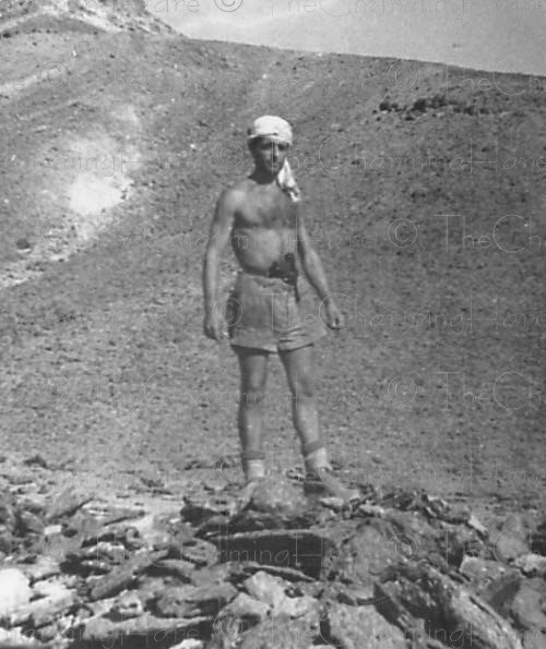Vintage Photo 1930s Man Desert Hill Travel Snapshot Explorer Landscape Vintage Photo 1930s Man Desert Hill Travel Snapshot Explorer Landscape