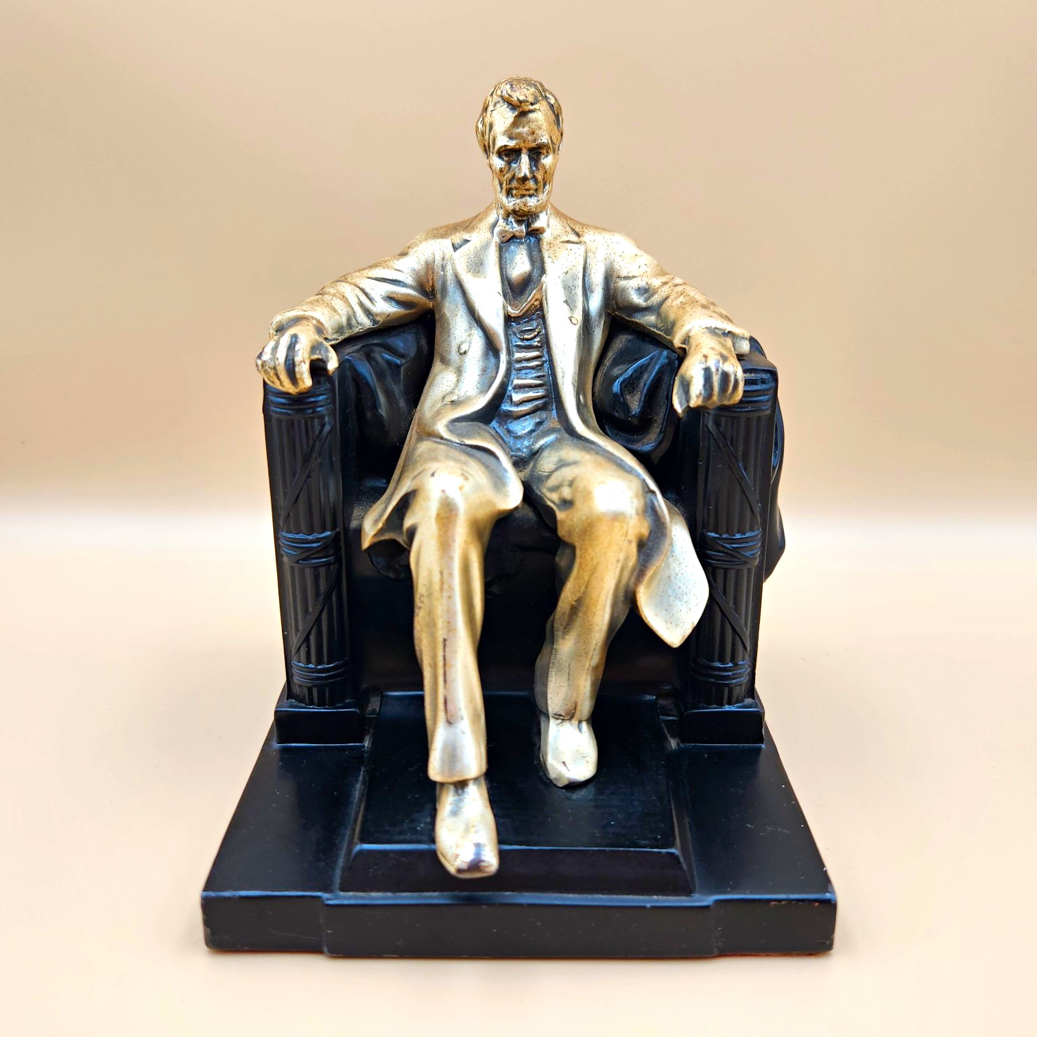 Bronze Abraham Lincoln Monument Statue Bookend Sculpture Figurine - Heavy