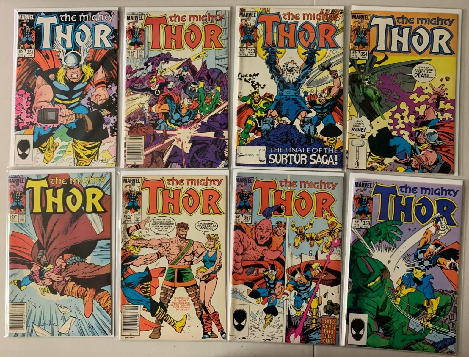 Mighty Thor lot #351-398 Marvel (average 6.5 FN+) 34 different books (1985-'88)