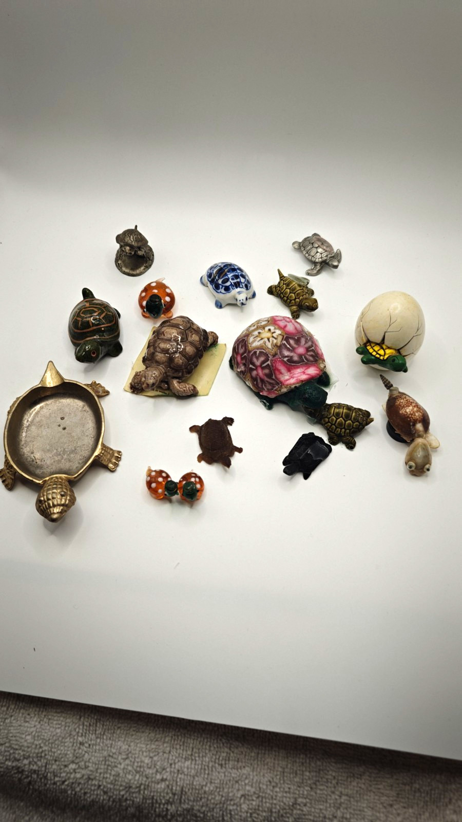 Mini Turtle Figurines Mixed Lot  Turtle Litttle Collectibles 16 Total 2 Pewter
