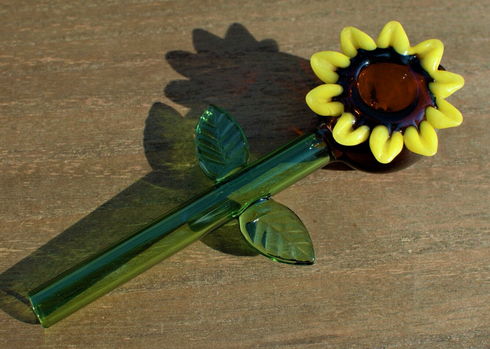 Sunflower Smoking Glass Pipe, Tobacco, Handmade, Cute Gift, Pretty, Girly Flower