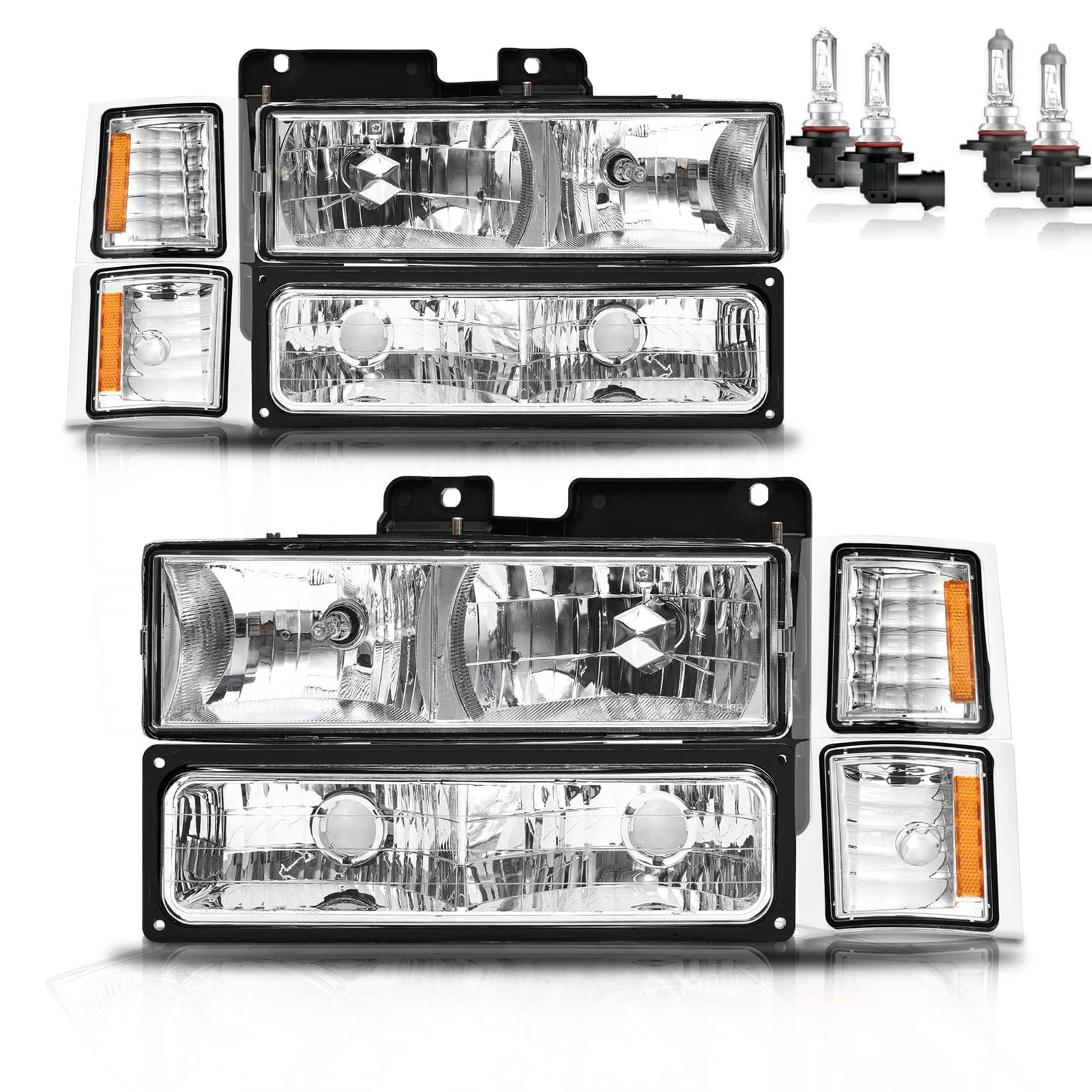 Headlights W/Bulbs for 1994-1998 Chevy C10 Pickup C/K 1500 2500 3500 Chevy Si...