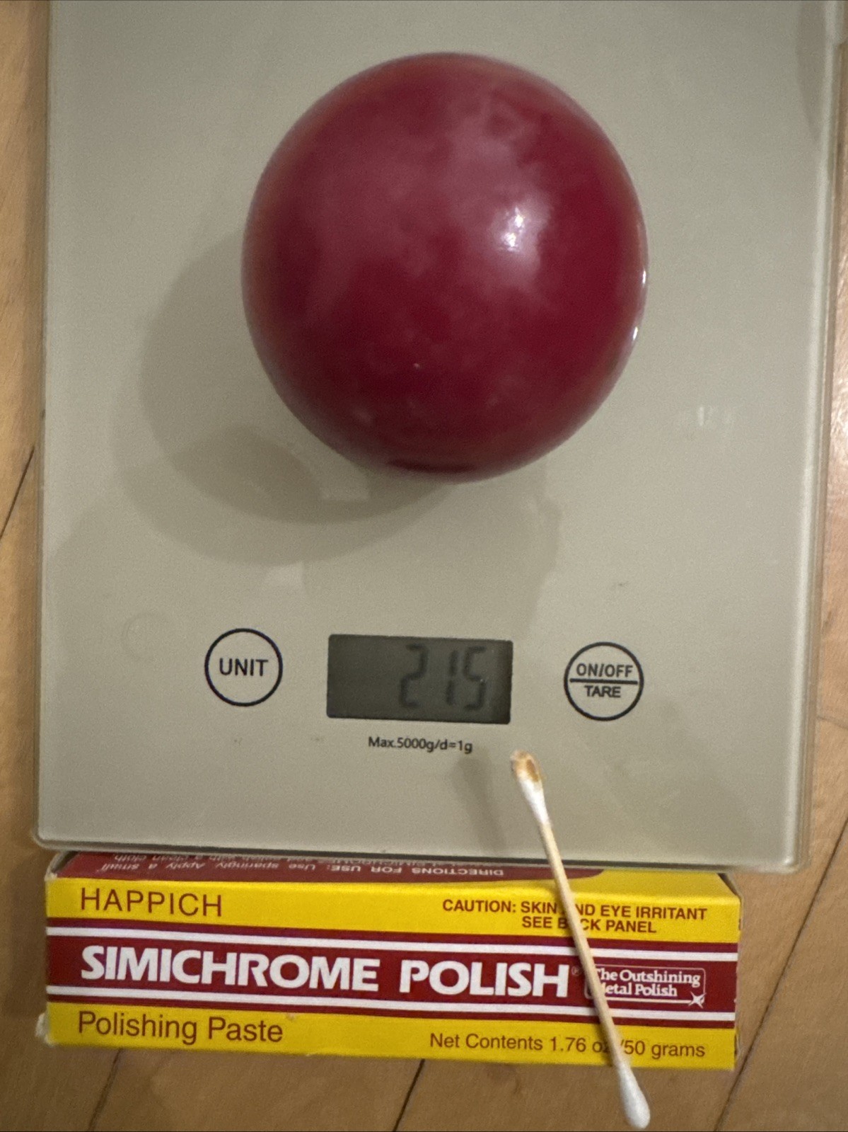 Vintage RARE Oxblood Bakelite Carom Ball 216g S D Marked Dark Cherry Tesbih