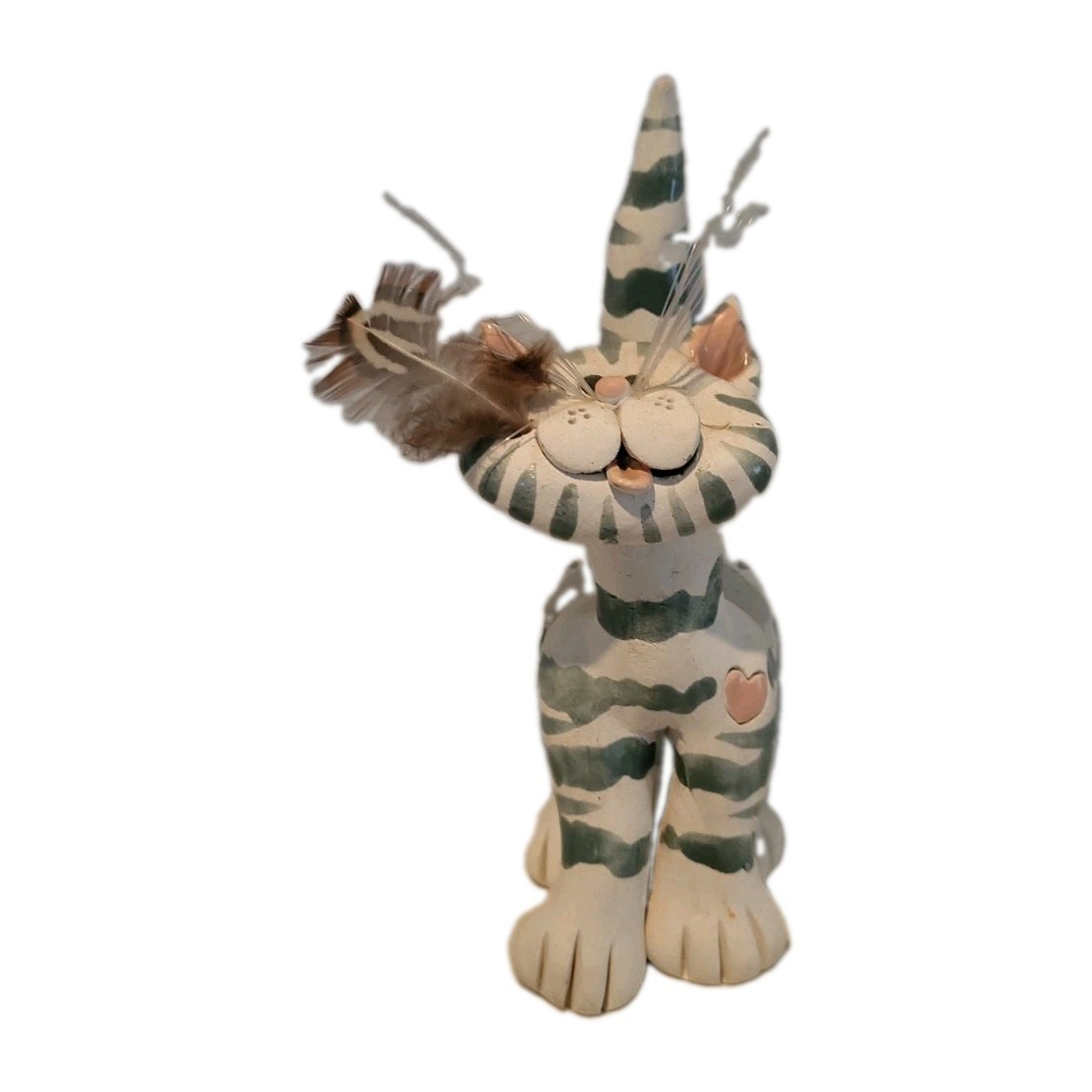 Pence Pets Handmade Ceramic Gray Tabby Cat Figurine Whimsical Art Pottery ‘96