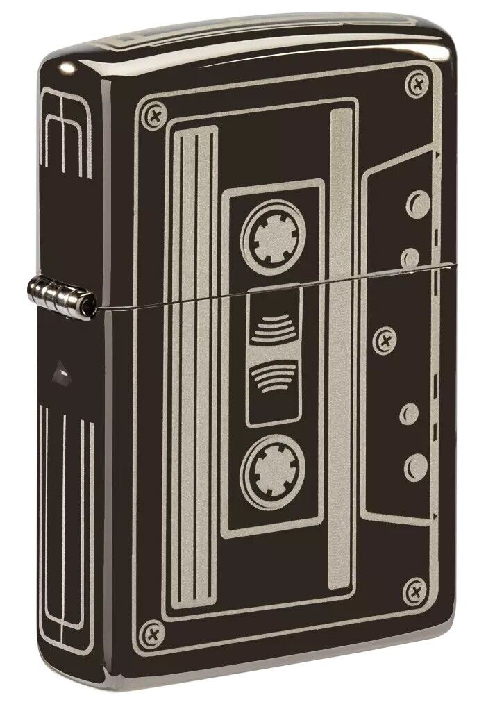 Zippo Cassette Tape Black Ice Windproof Lighter, 150-081166
