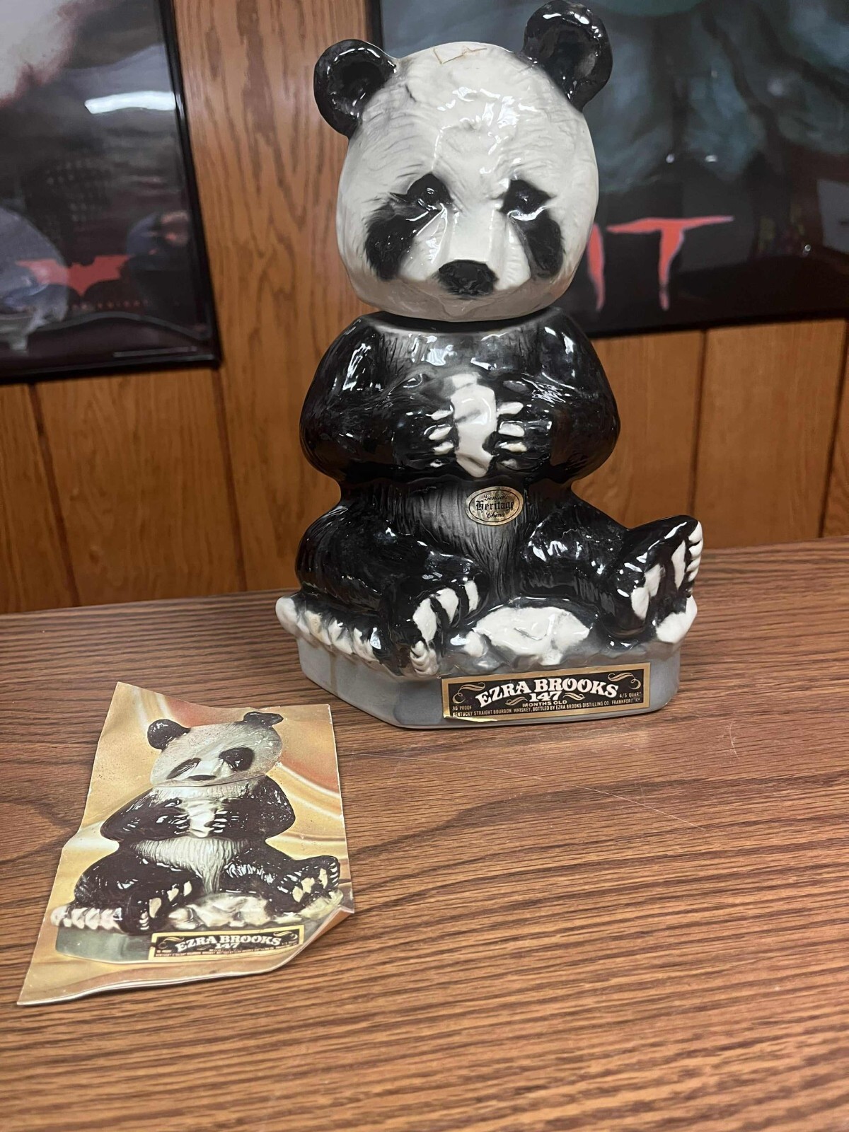 1972 EZRA BROOKS EMPTY 147 MONTH PANADA BEAR DECANTER & BOOKLET - JIM BEAM