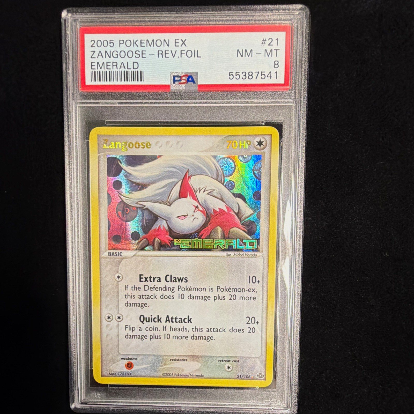 Pokémon EX Emerald Zangoose 21/106 Reverse Holo PSA 8 2005 English POP22