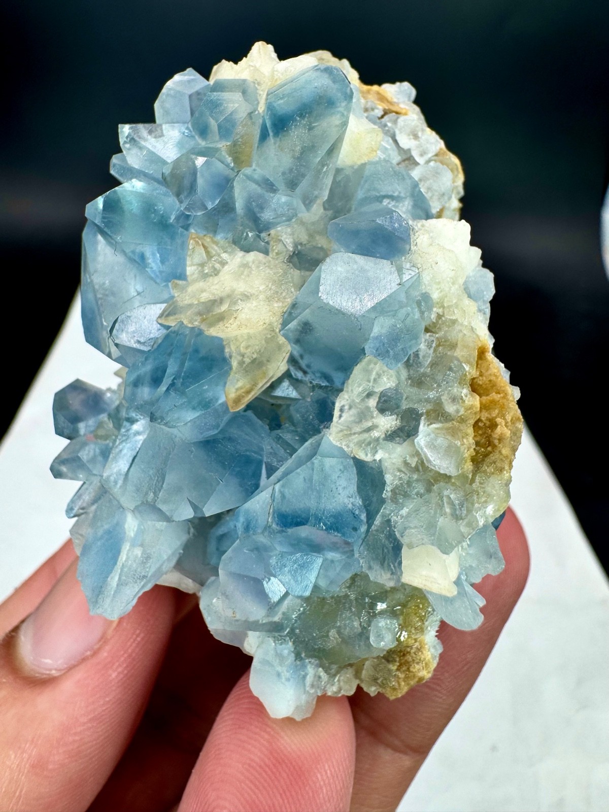 Beautiful Blue Celestine Cluster with Calcite Combine specimen from @Afg775 CTS