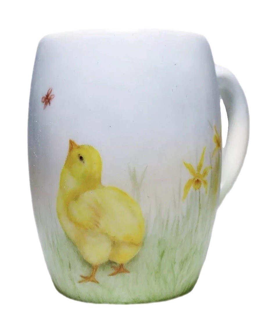 Vintage TK Czechoslovakia Signed L.B.M. Hand Painted Chick Porcelain Cup