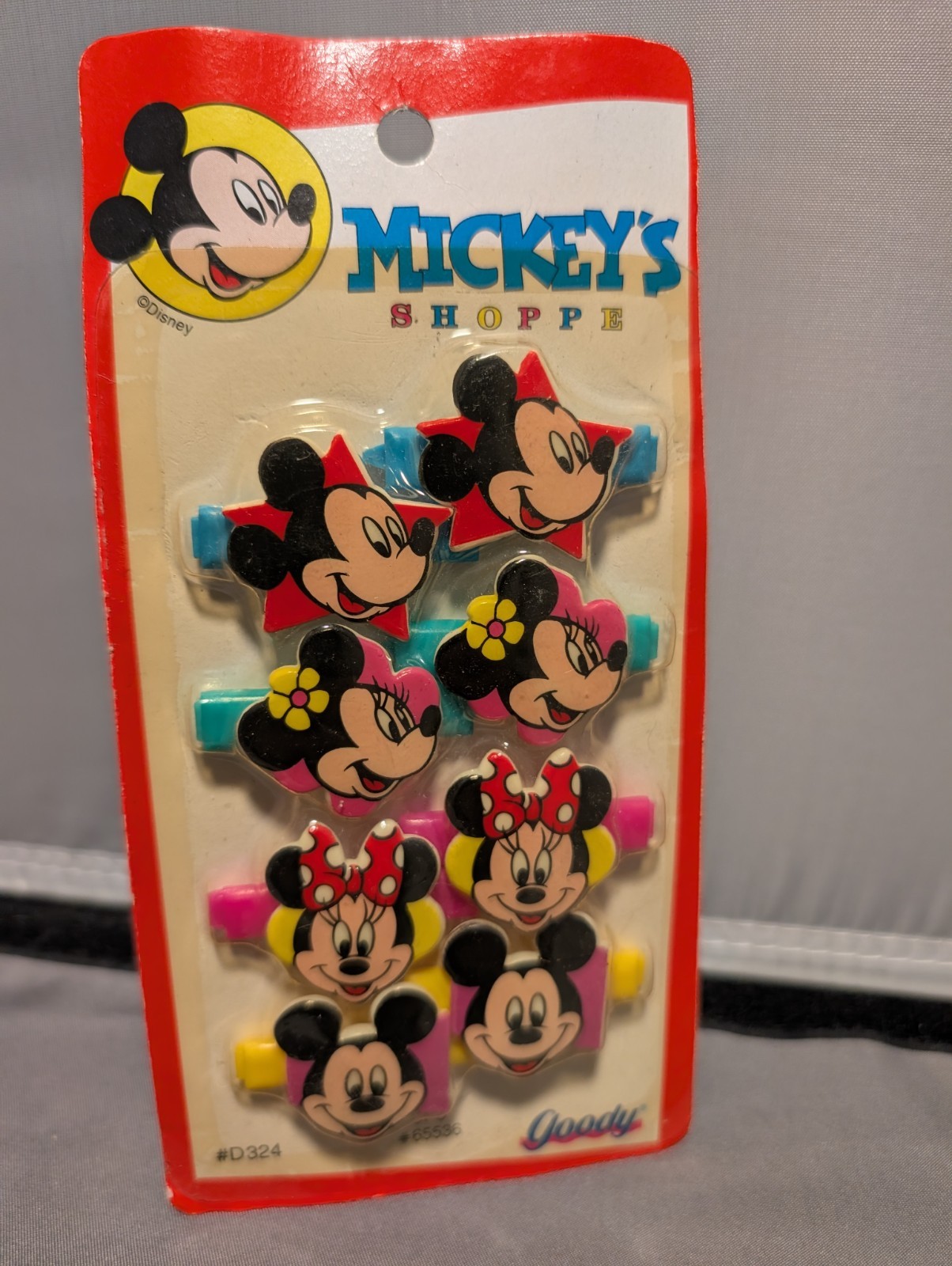 New Old Stock Vintage 1991 Goody Mickey Minnie Mouse Girls Hair Barrettes Clips