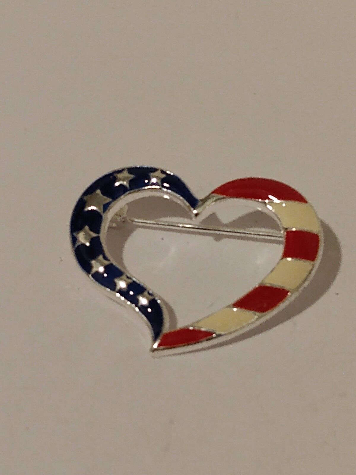 Avon Stars Stripes Patriotic Heart Cut-Out Lapel Pin