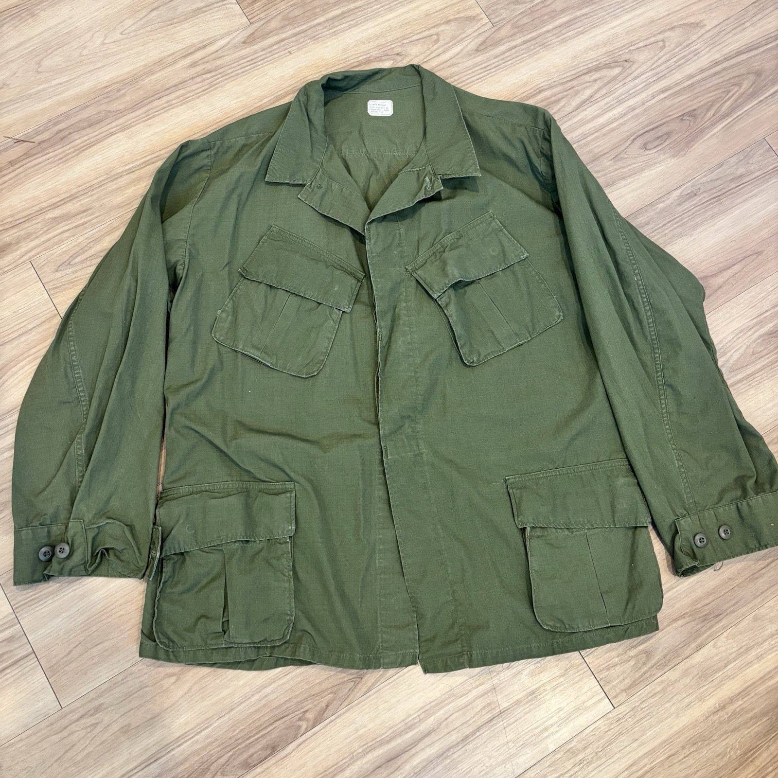 Vintage 60s Vietnam Jungle Jacket OG-107 Coat Mens XL Regular Slant Pocket