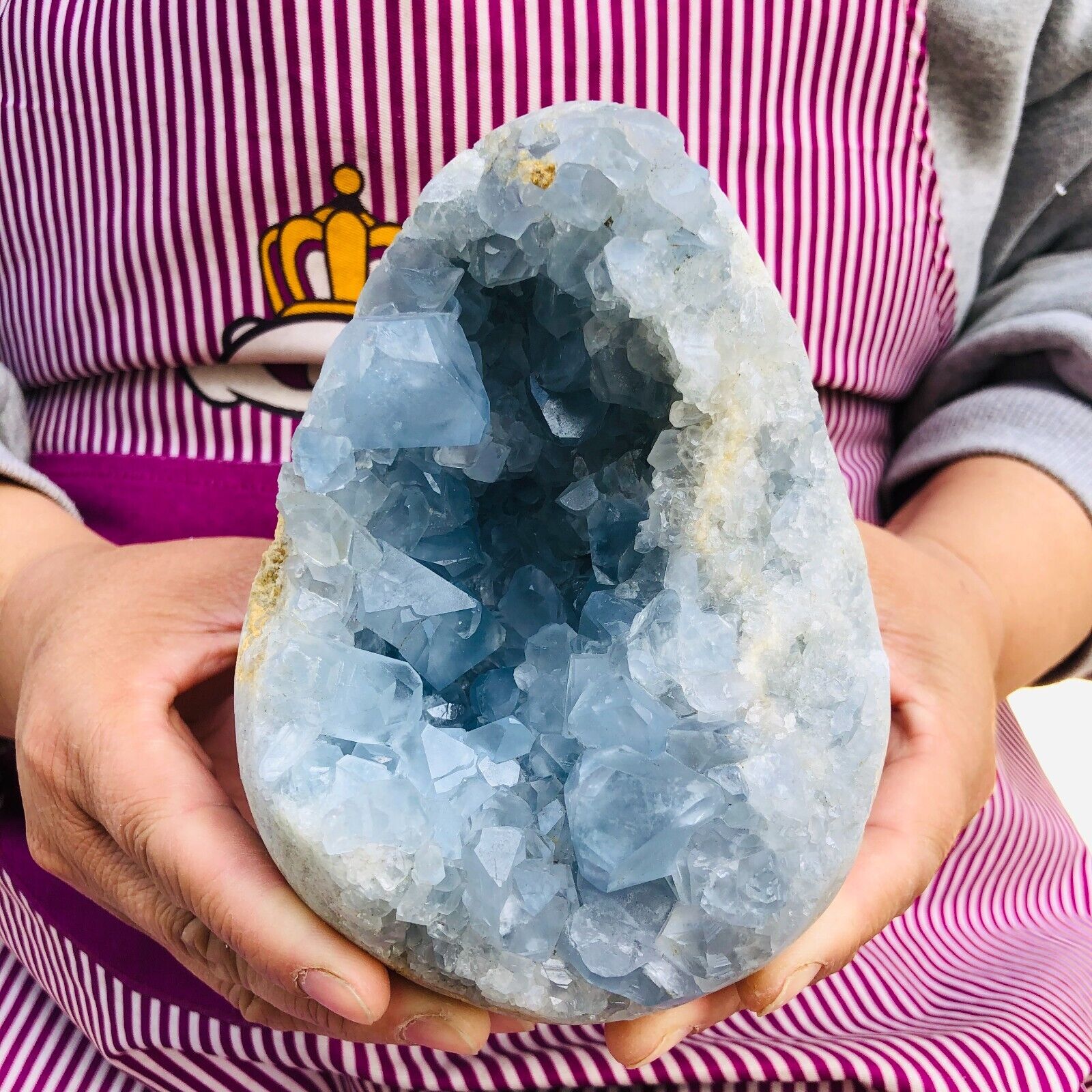 4.73LB Natural Beautiful Blue Celestite Crystal Geode Cave Mineral Specimen