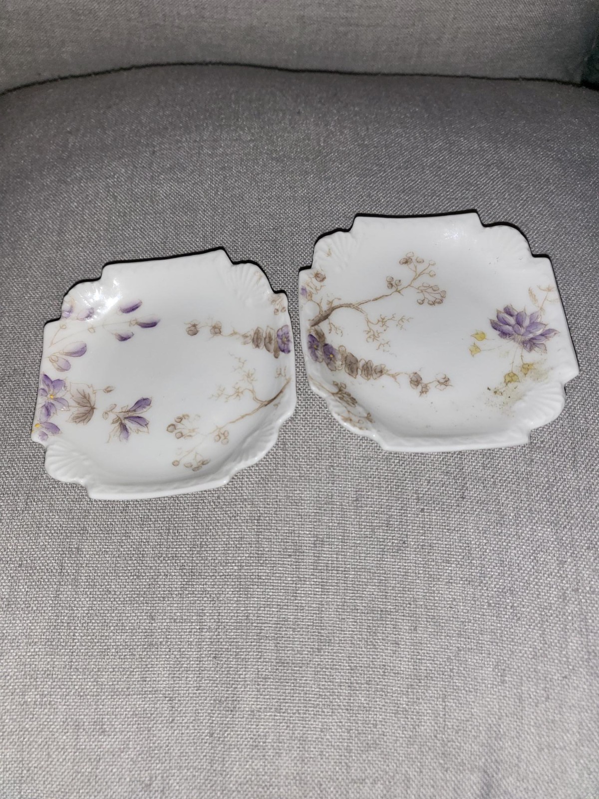 Set of two vintage French porcelain trinket dishes from Limoges