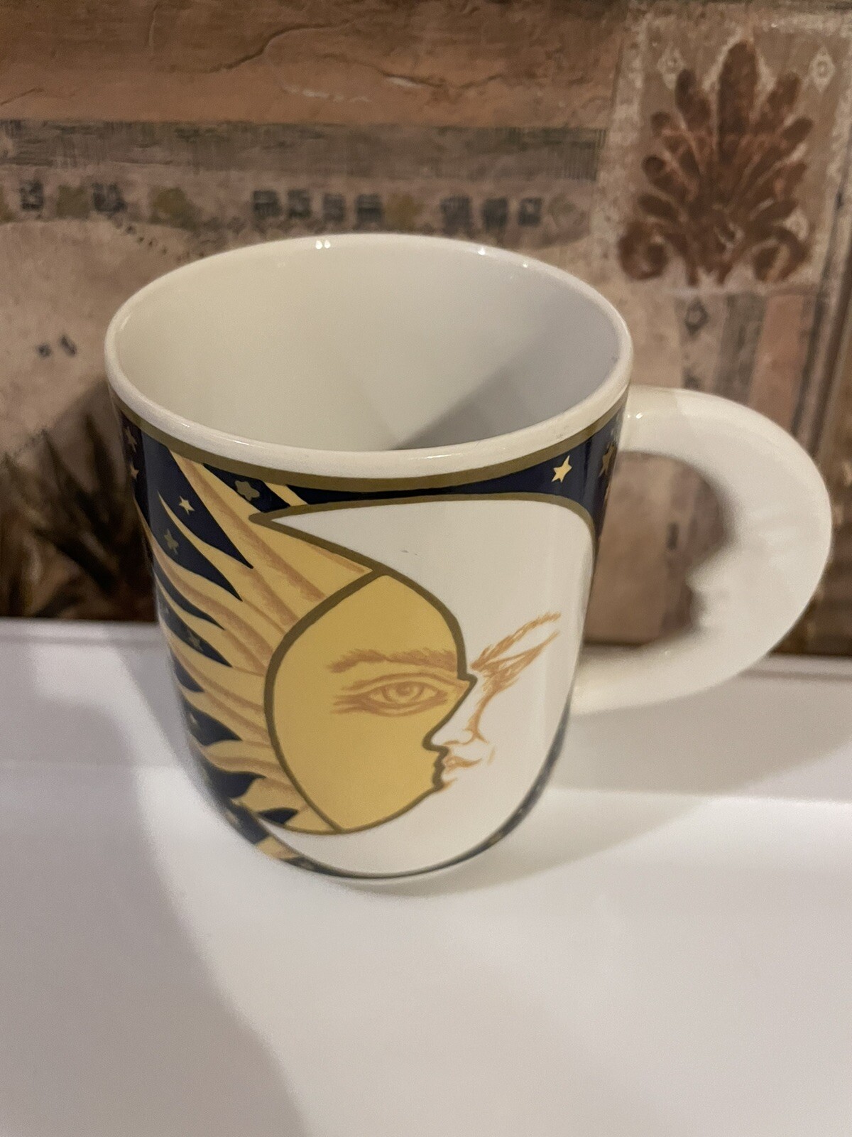 Vintage VITROMASTER 90s Sun Moon Stars Stoneware Coffee Mug Galaxy Celestial Art