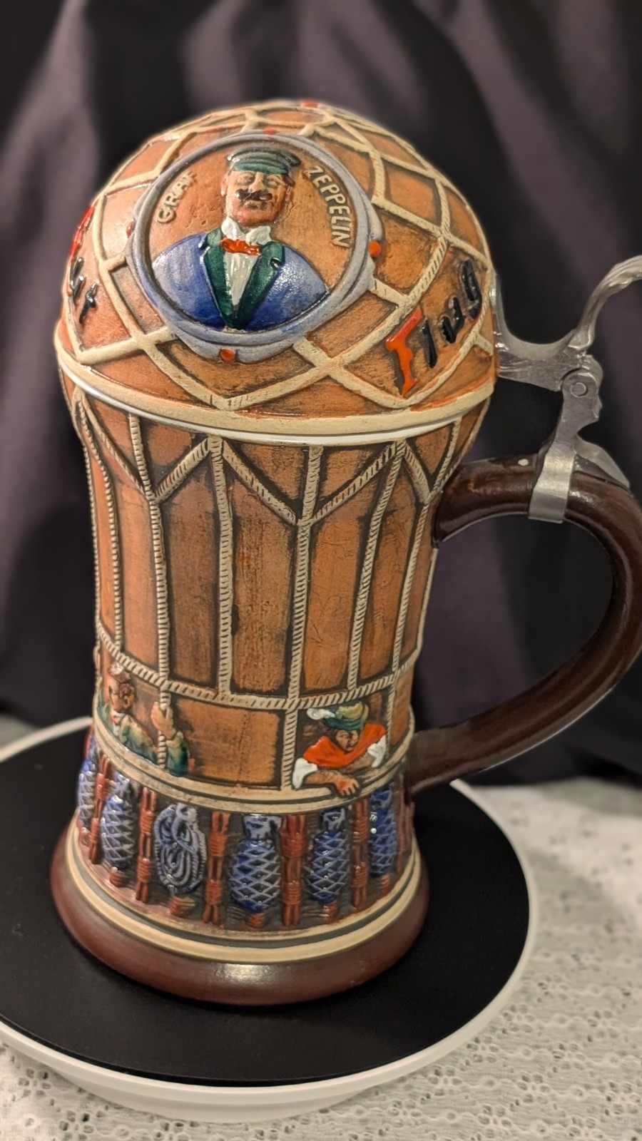 Mint Corzelius W Germany Graf Zeppelin 1L Beer Stein Hot Air Balloon Ltd Ed 231/