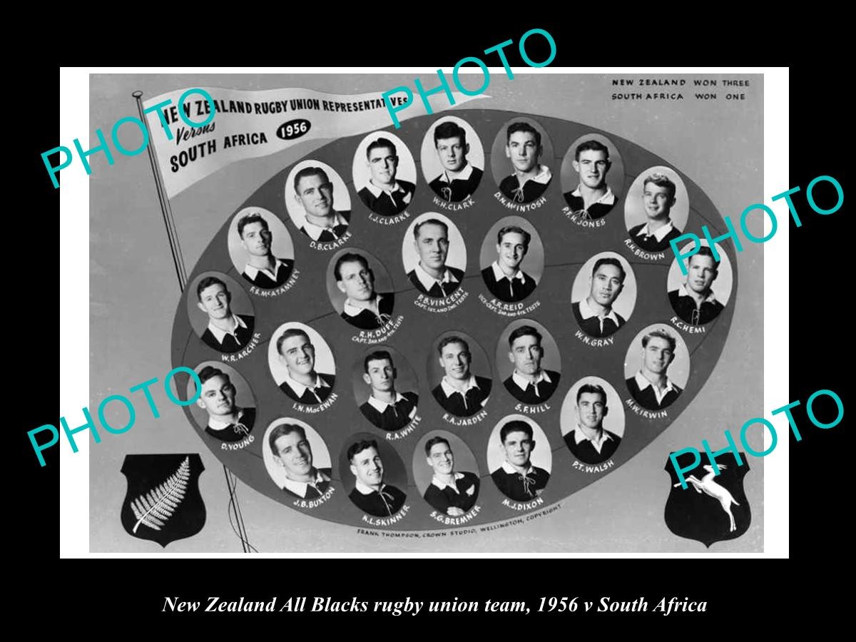 New Zealand All Blacks Rugby Union Team 1956 Sa Tour Old Large Historic Photo