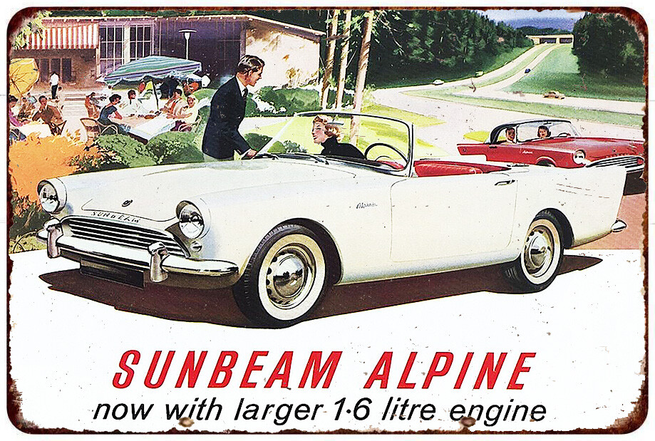 Sunbeam Alpine Auto Ad Vintage Reproduction Metal sign