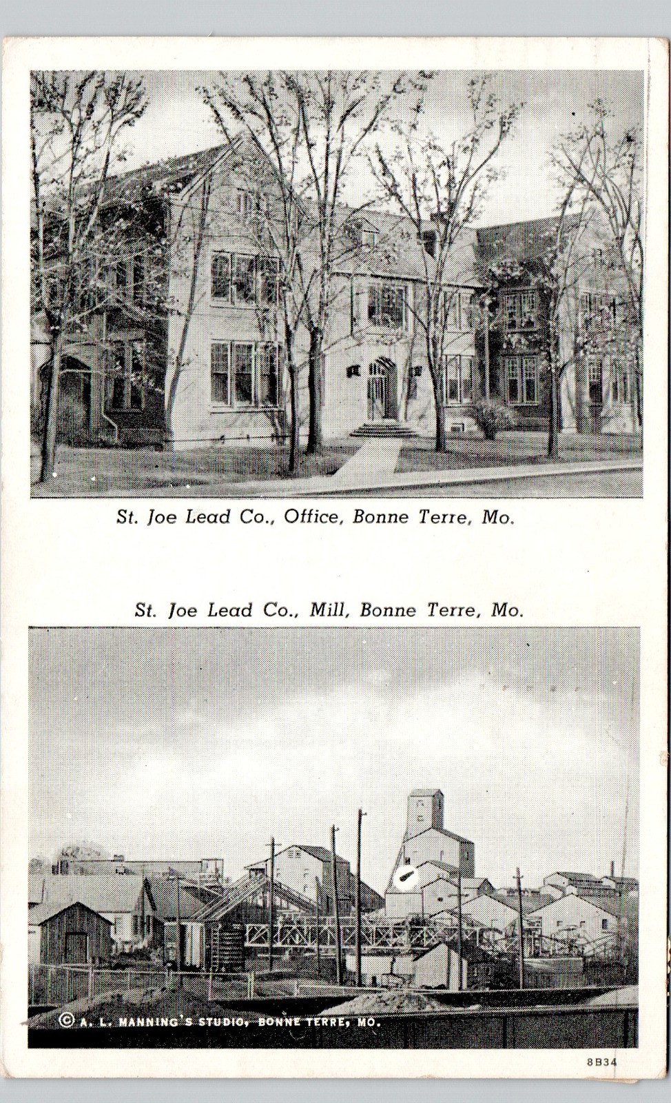 ST JOE LEAD CO bonne terre mo c1950 postcard missouri mining manning