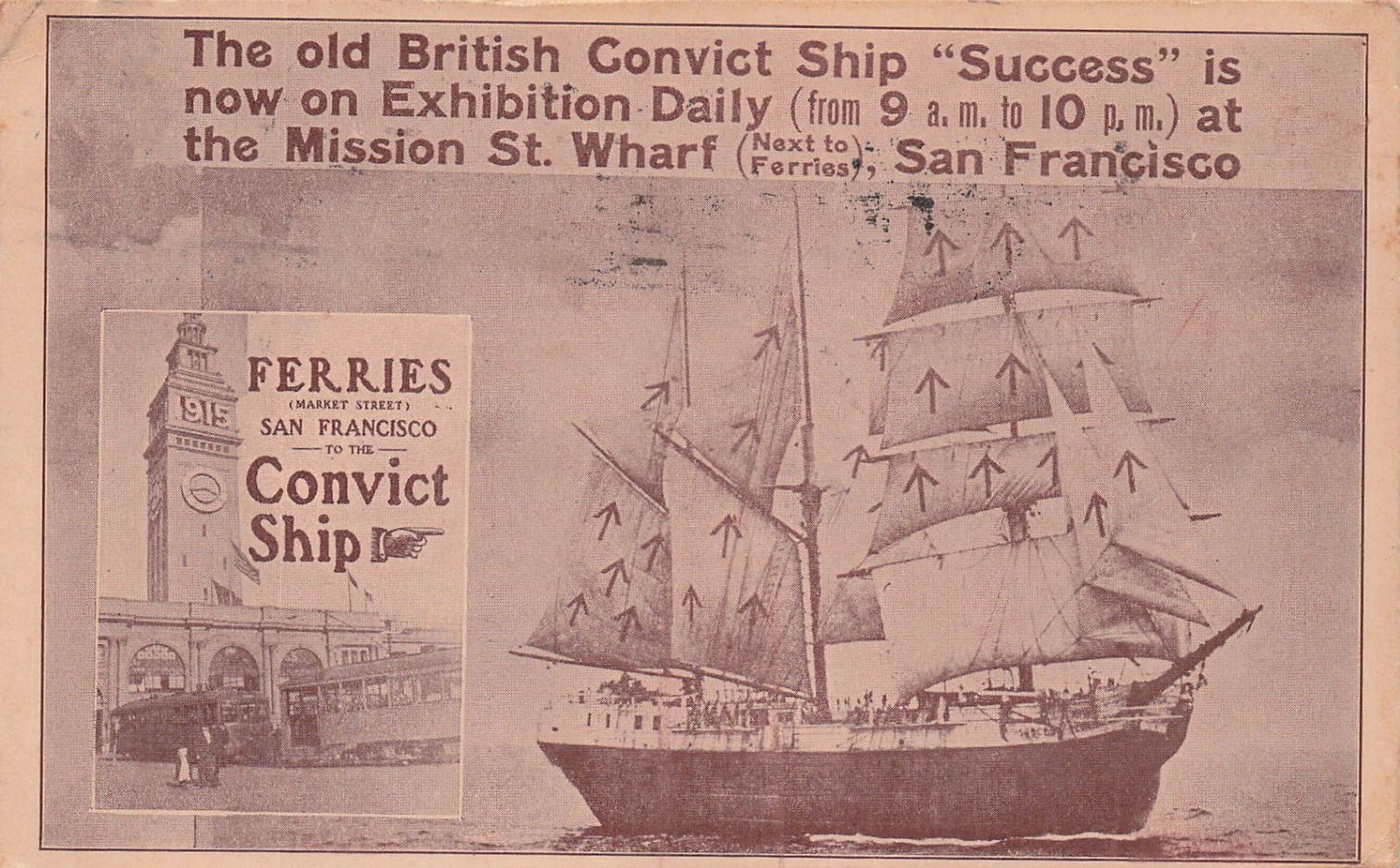 Prison Convict Ship Success San Francisco 1915 Worlds Fair Vtg Postcard 45A