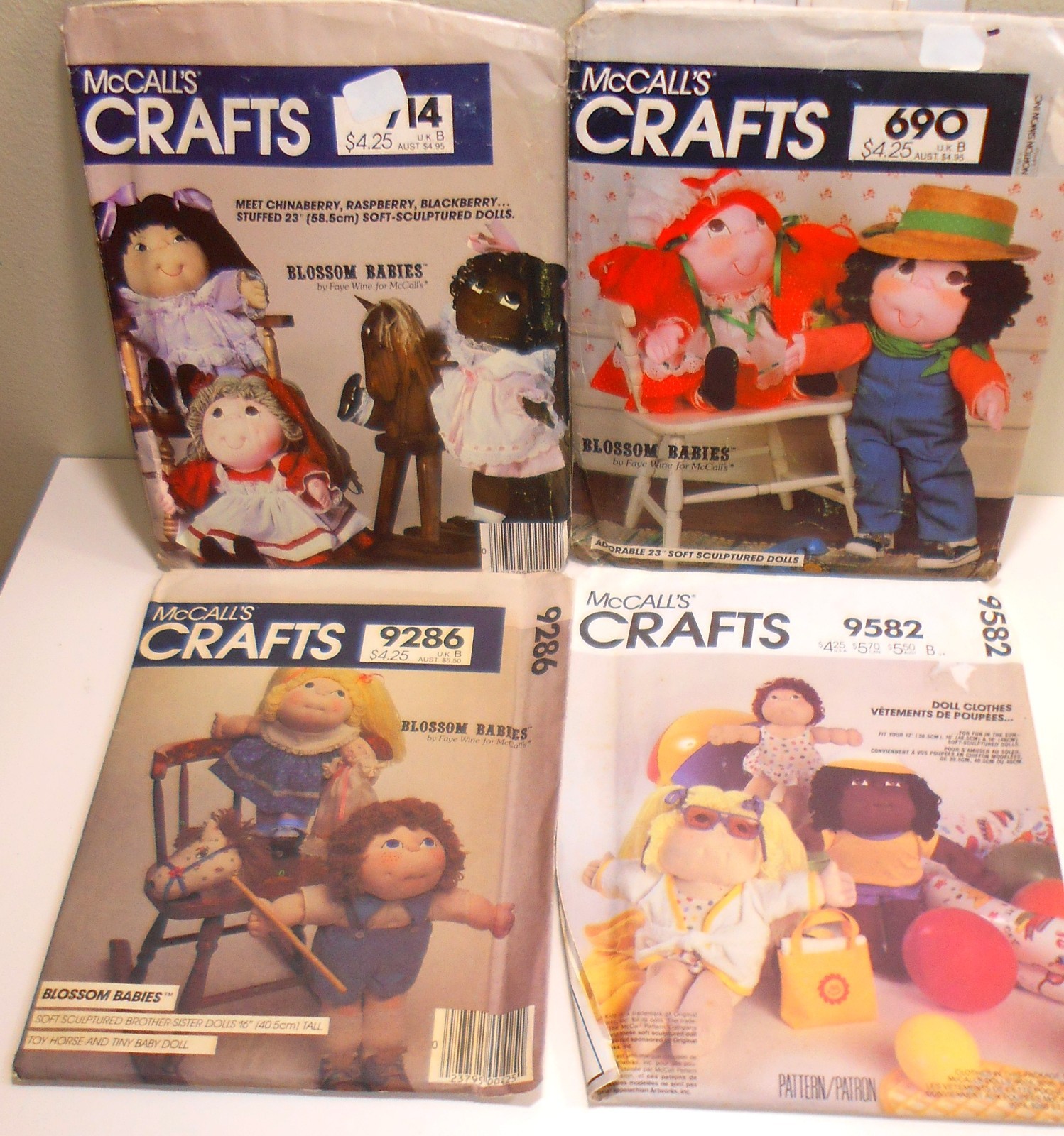 4 UNCUT Vintage McCall's Pattern BLOSSOM BABIES Stuffed Dolls & Clothes