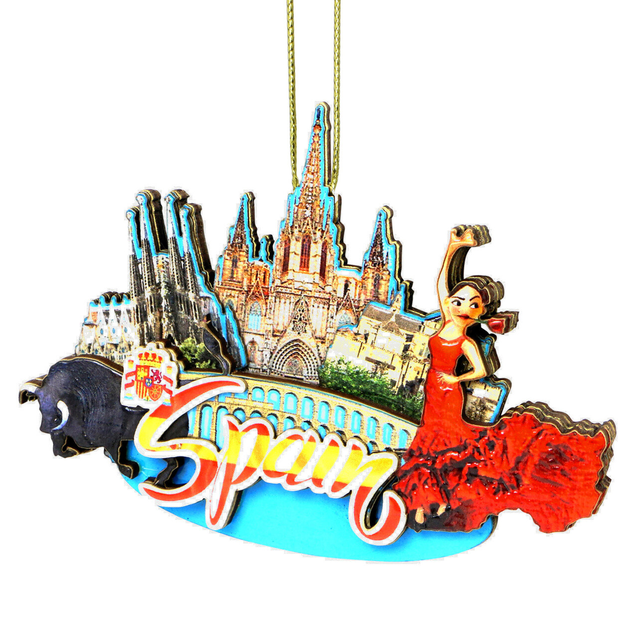 3D Wooden Spain Ornament