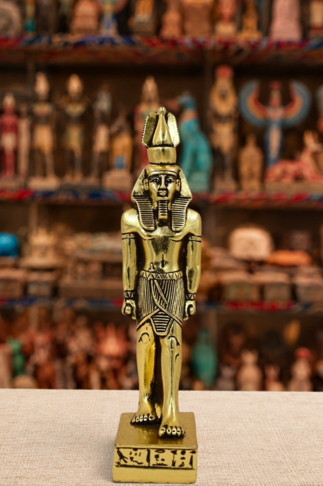 Unique Golden Ancient Egyptian Egyptian Ramses II Statue