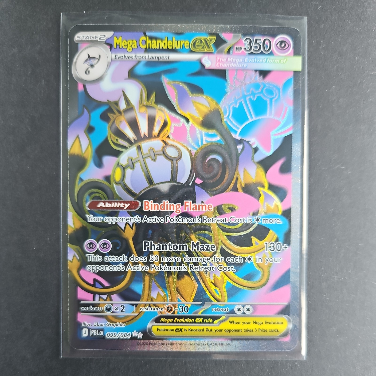 Mega Chandelure ex 099/084 Holo Pokemon TCG Card Ultra Rare ME05: Pitch Black NM
