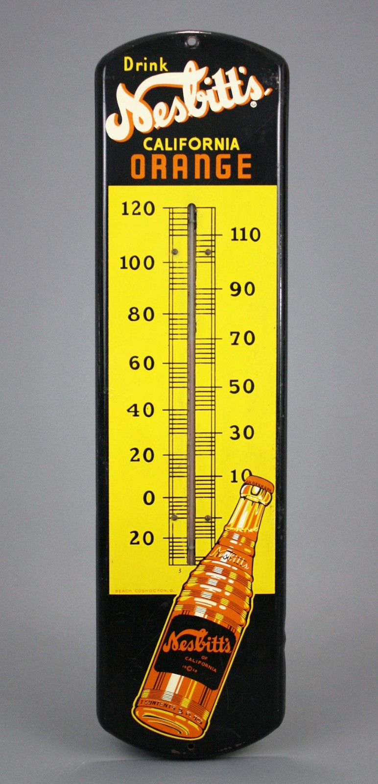 Vintage Nesbitt's California Orange Advertising Thermometer, Works, 1930s, Beach