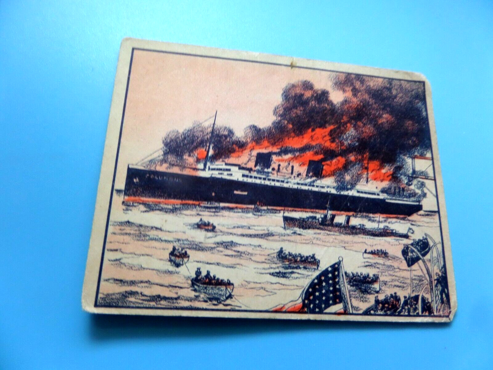 1940 Gum Inc. War News F-L-A-S-H trading card #137 Crew Scuttles Columbus