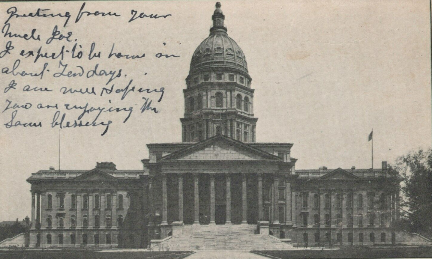 Front View of Kansas State House in Topeka Undivided Back Vintage Post Card