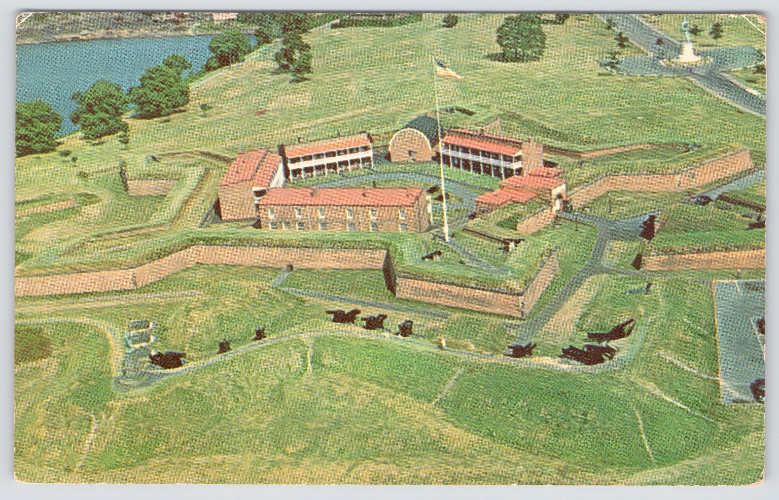 Fort McHenry Baltimore Maryland Aerial View Plastichrome Postcard D. E. Traub
