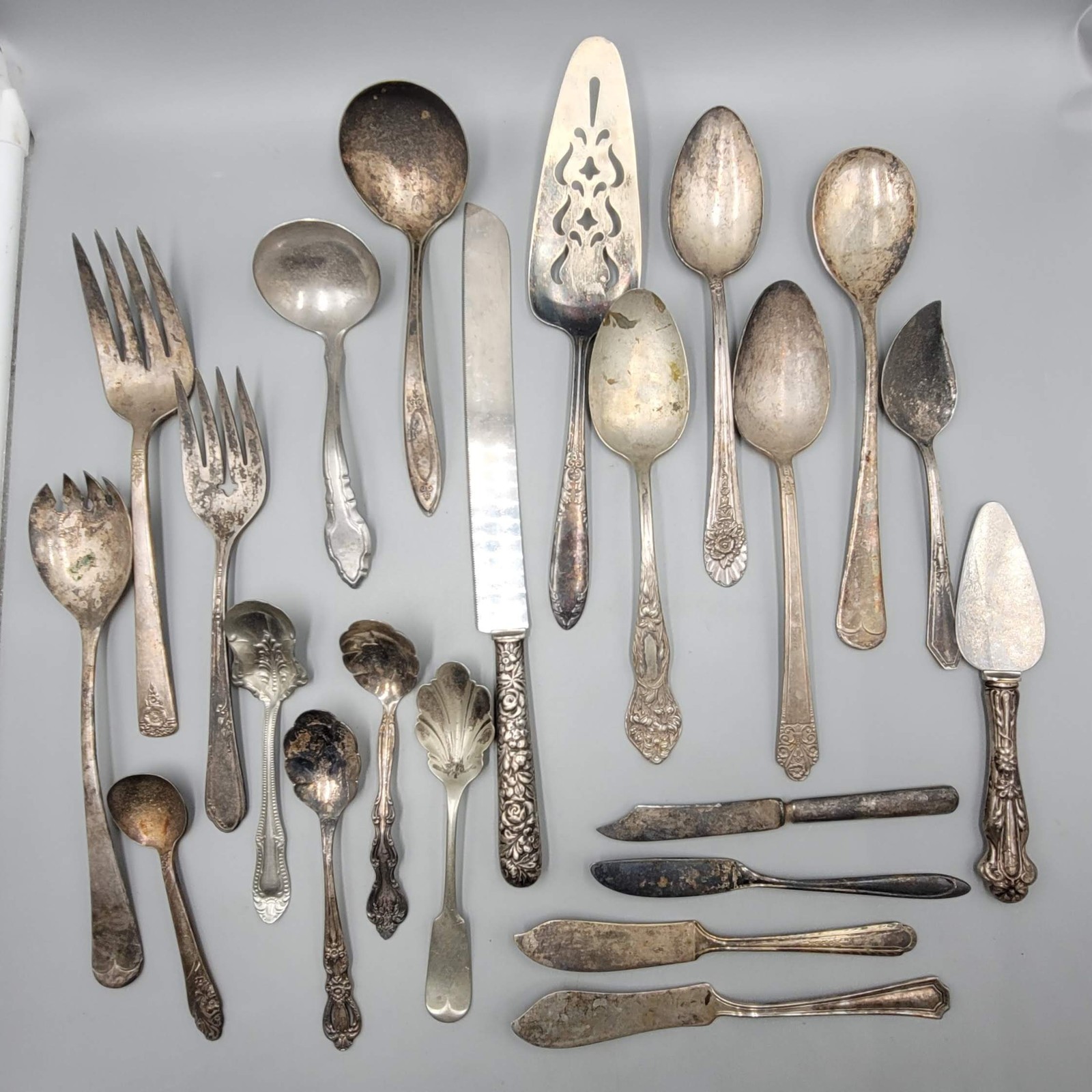 Vintage Silverplate Stainless Serving Utensils Lot of 22 Cake Pie Server Spoons