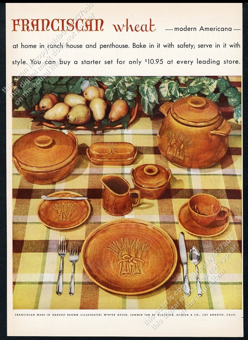 1953 Franciscan Ware Wheat plate teacup casserole etc photo vintage print ad