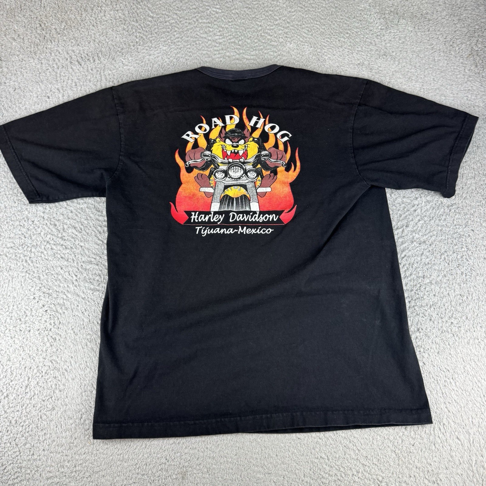 Harley Davidson Motorcycles Men’s Tijuana Mexico Large T-shirt Taz USA Vintage