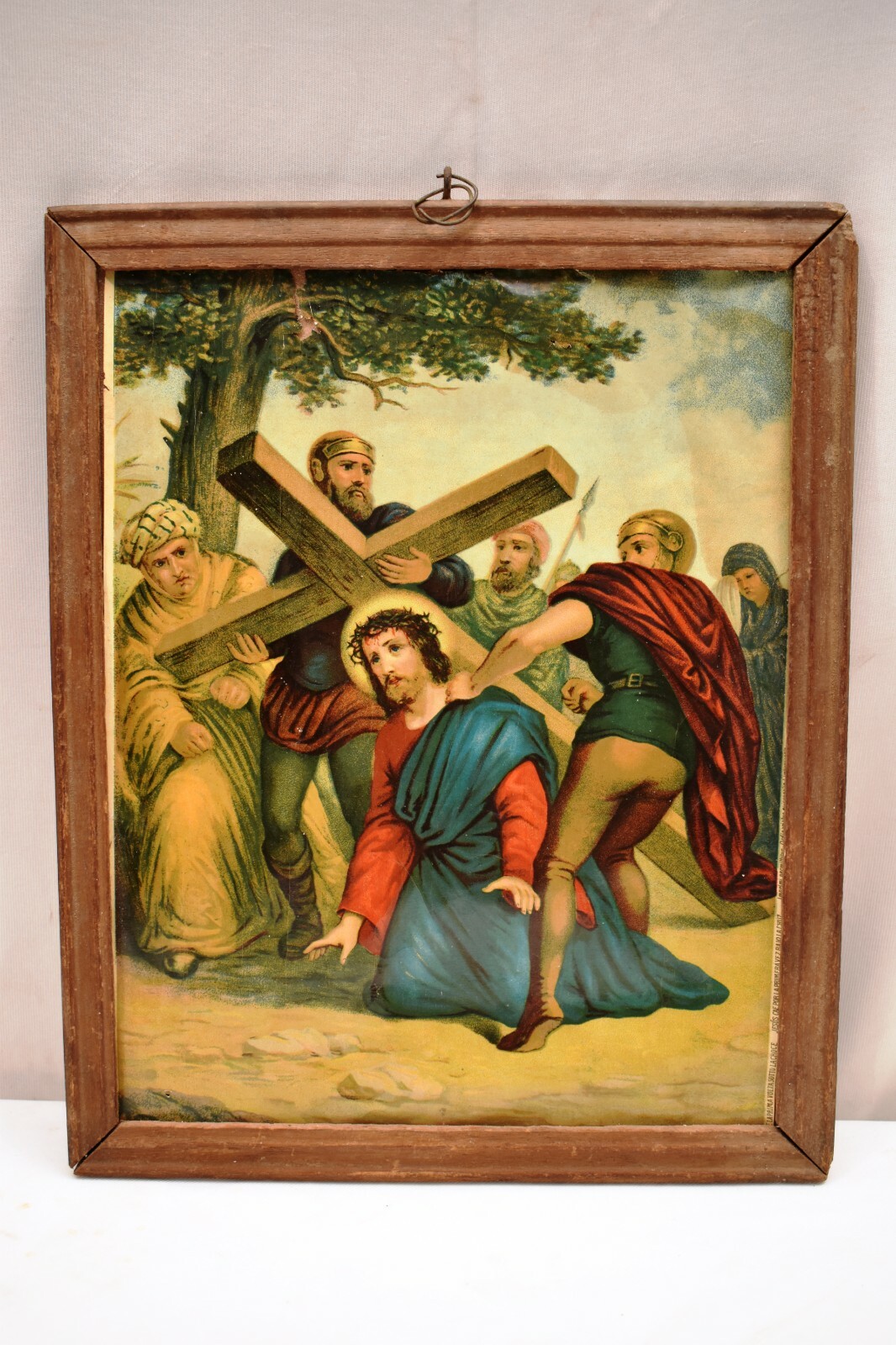 Vintage Lithograph Print 6Th Station Veronica Wipes The Face Of Jesus Christian