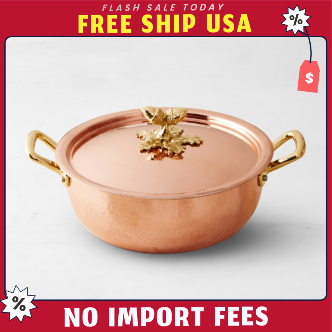 Ruffoni Historia Hammered Copper Chef Braiser with Acorn Knob, 3.5-Qt / NEW