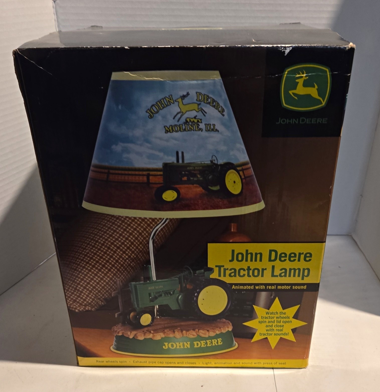 Vintage John Deere Animated Tractor Lamp Motion Sound New In Box