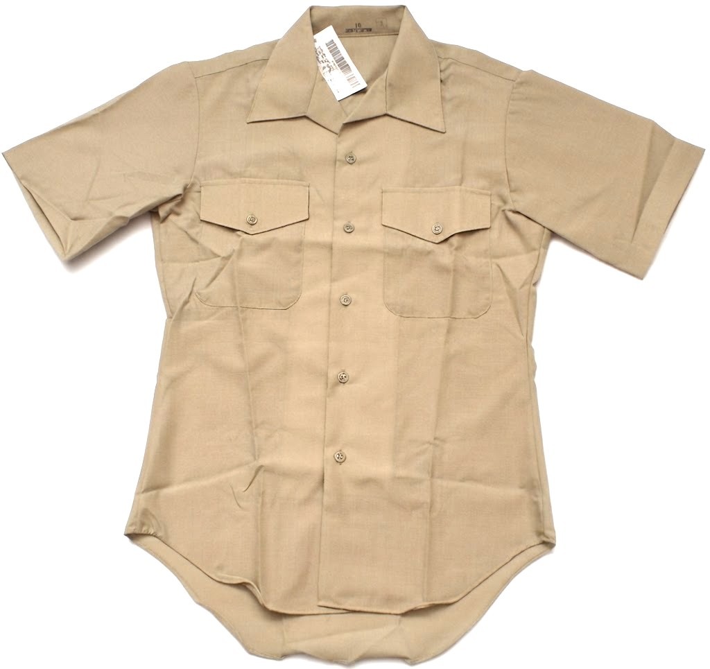 NEW U.S MARINE CORPS USMC SHORT SLEEVE KHAKI DRESS SHIRT, Size 15, Vintage
