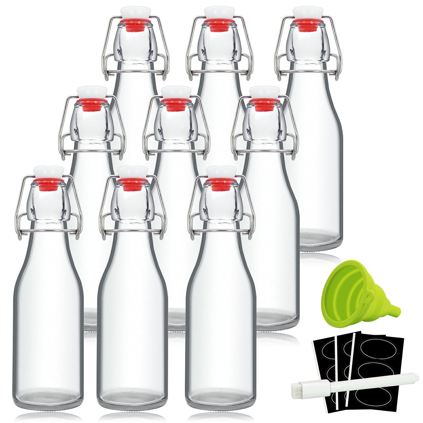 YEBODA 8oz Swing Top Bottles - Glass Beer Bottle with 8 ounces, Clear YEBODA 8oz Swing Top Bottles - Glass Beer Bottle with 8 ounces, Clear