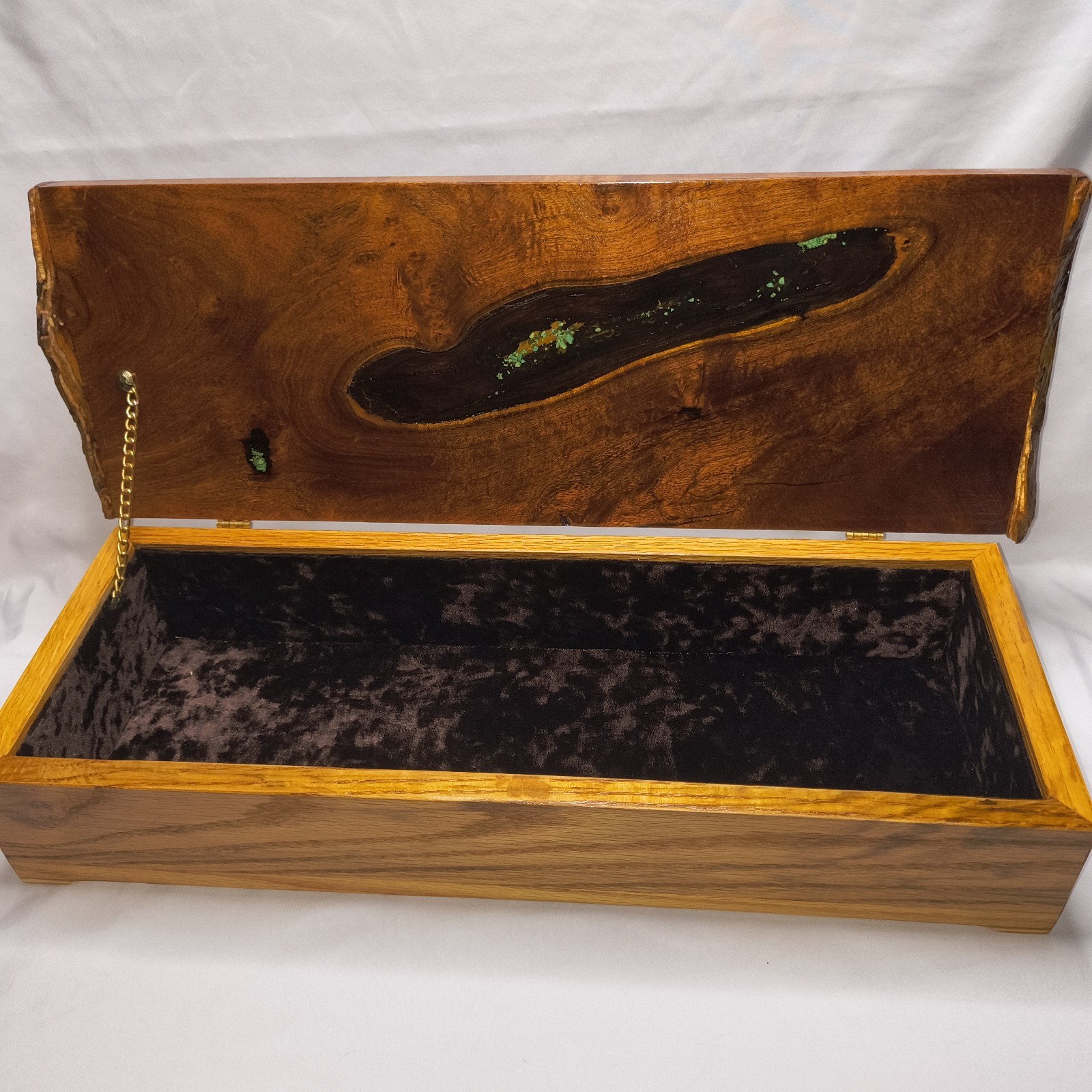 Mesquite Lid W/ turquoise  On The Top Of This Unique Trinket Box.