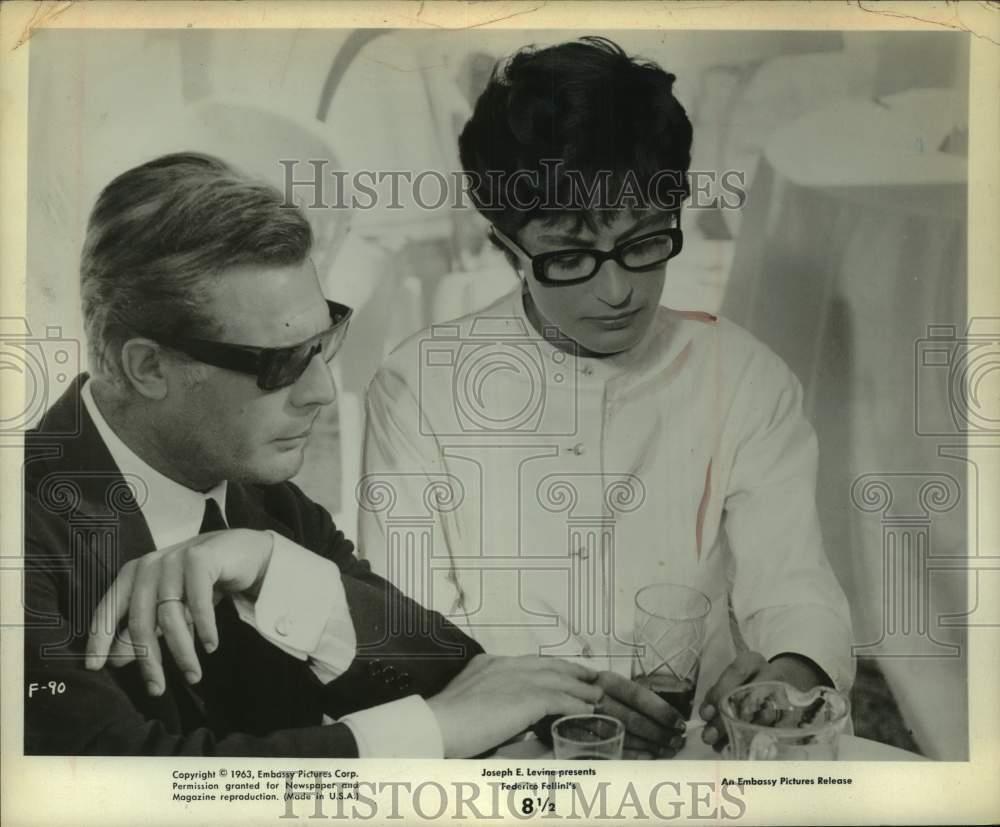 1964 Press Photo Marcello Mastroianni & Anouk AimÃ©e costar in \