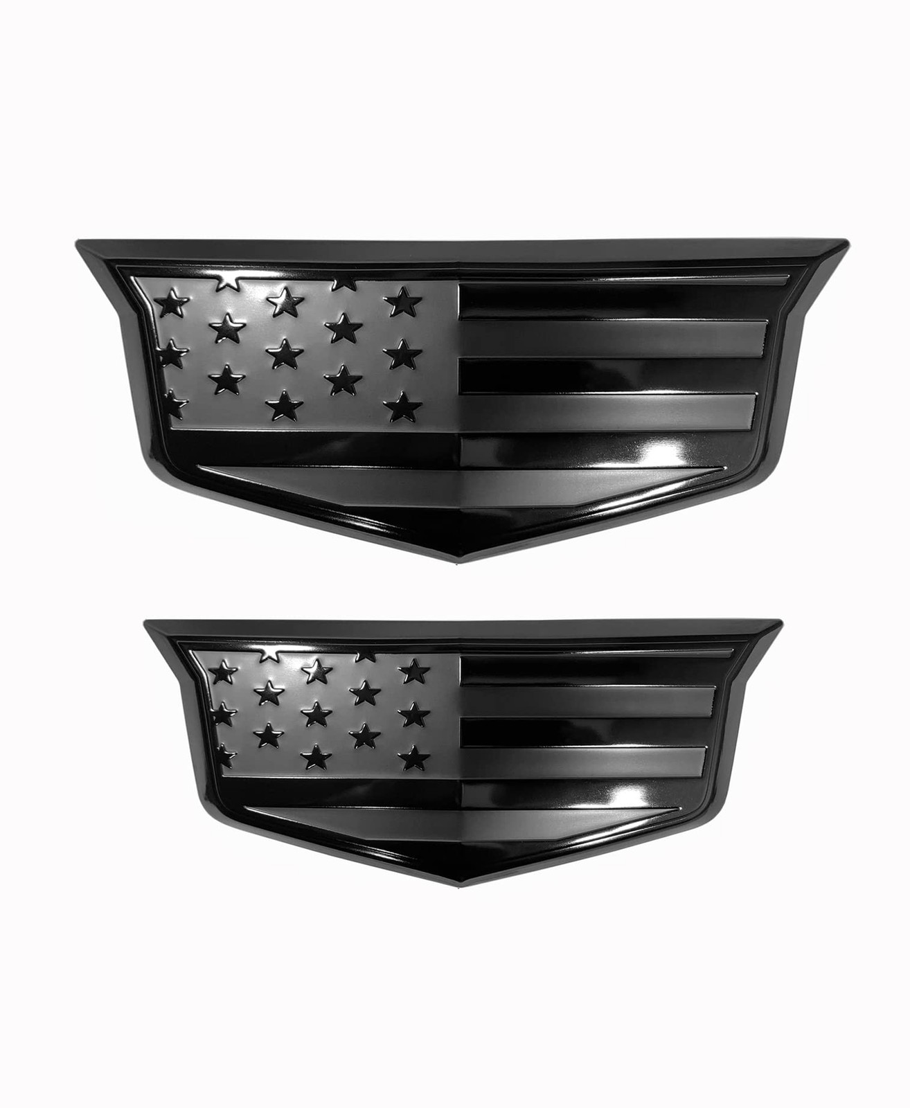 American Black Flag Aluminum Overlay Grill Taigate Emblems Set for 2015-2020