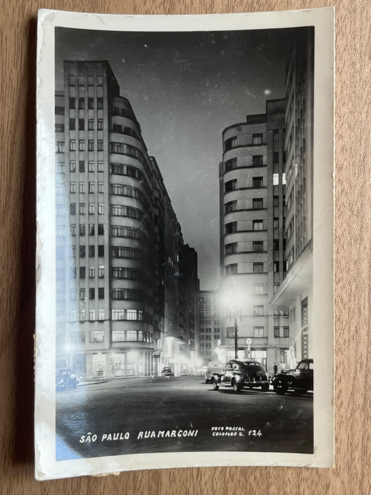 Vintage Real Photo Postcard São Paulo Rua Marconi Brazil Historic Street View