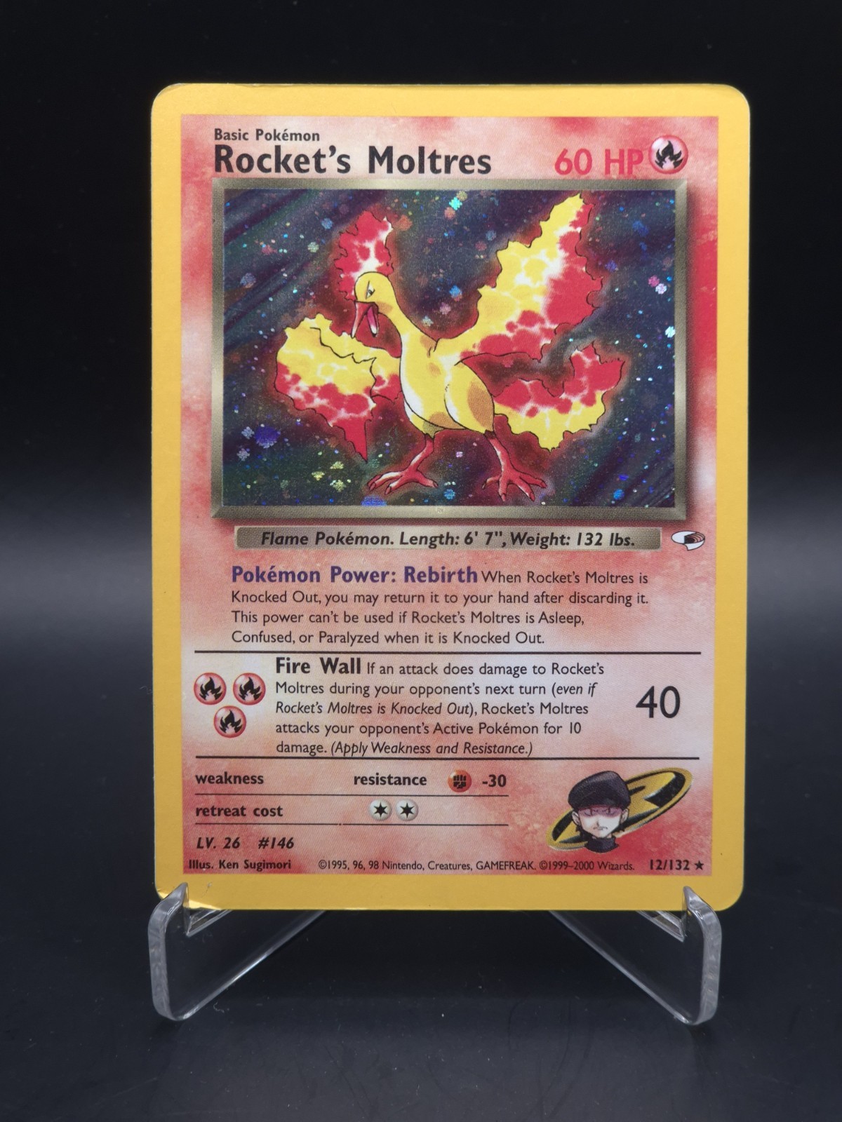 Rocket's Moltres 12/132 Holo Pokemon Gym Heroes WOTC 2000 Unlimited LP