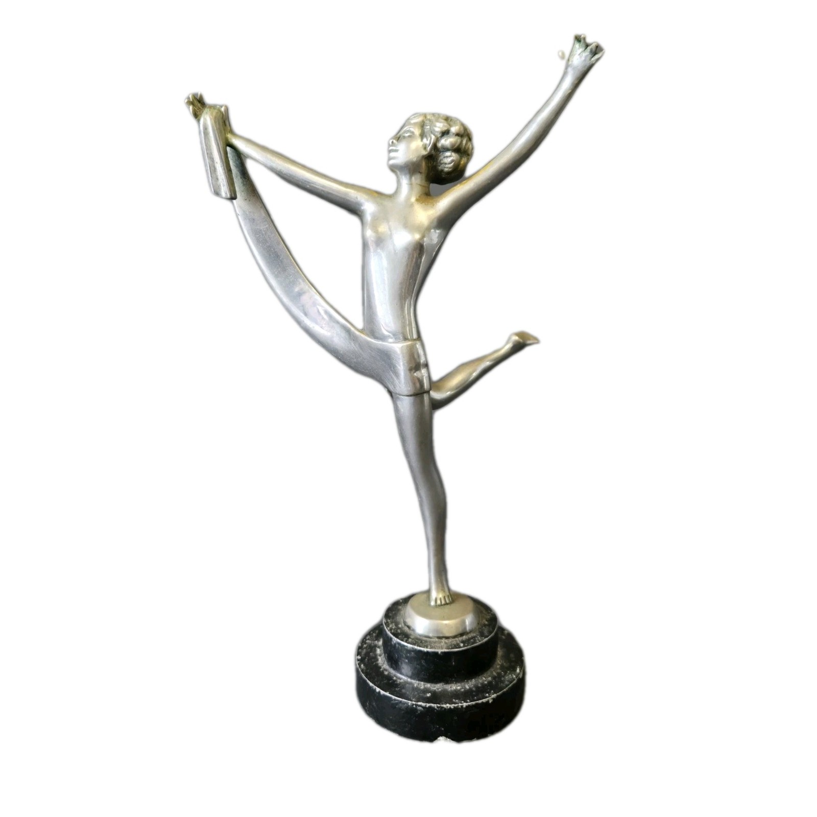 ART DECO SILVERED BRONZE DANCER NYMPH Attr JOSEF LORENZL 10